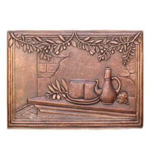 Copper baffle tile mural
